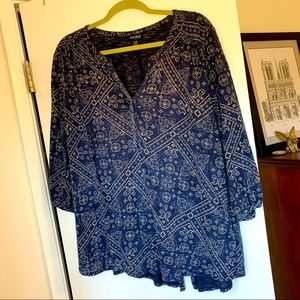 Blue with tan Lucky Brand top in 1X